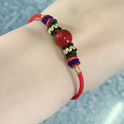 Cinnabar Woven Red Rope Bracelet — Aventurine Lucky Bead