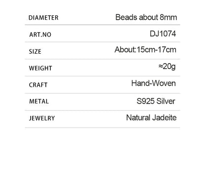 Natural A-Grade Jadeite Bead Bracelet — S925 Silver Mother's Gift