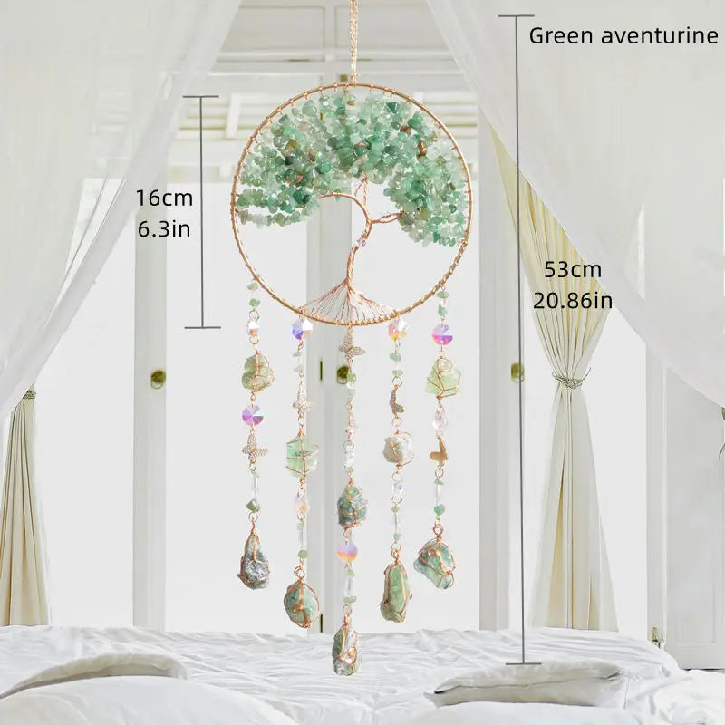 粉水晶生命之树捕光挂饰｜招爱转运能量水晶