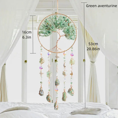 粉水晶生命之树捕光挂饰｜招爱转运能量水晶