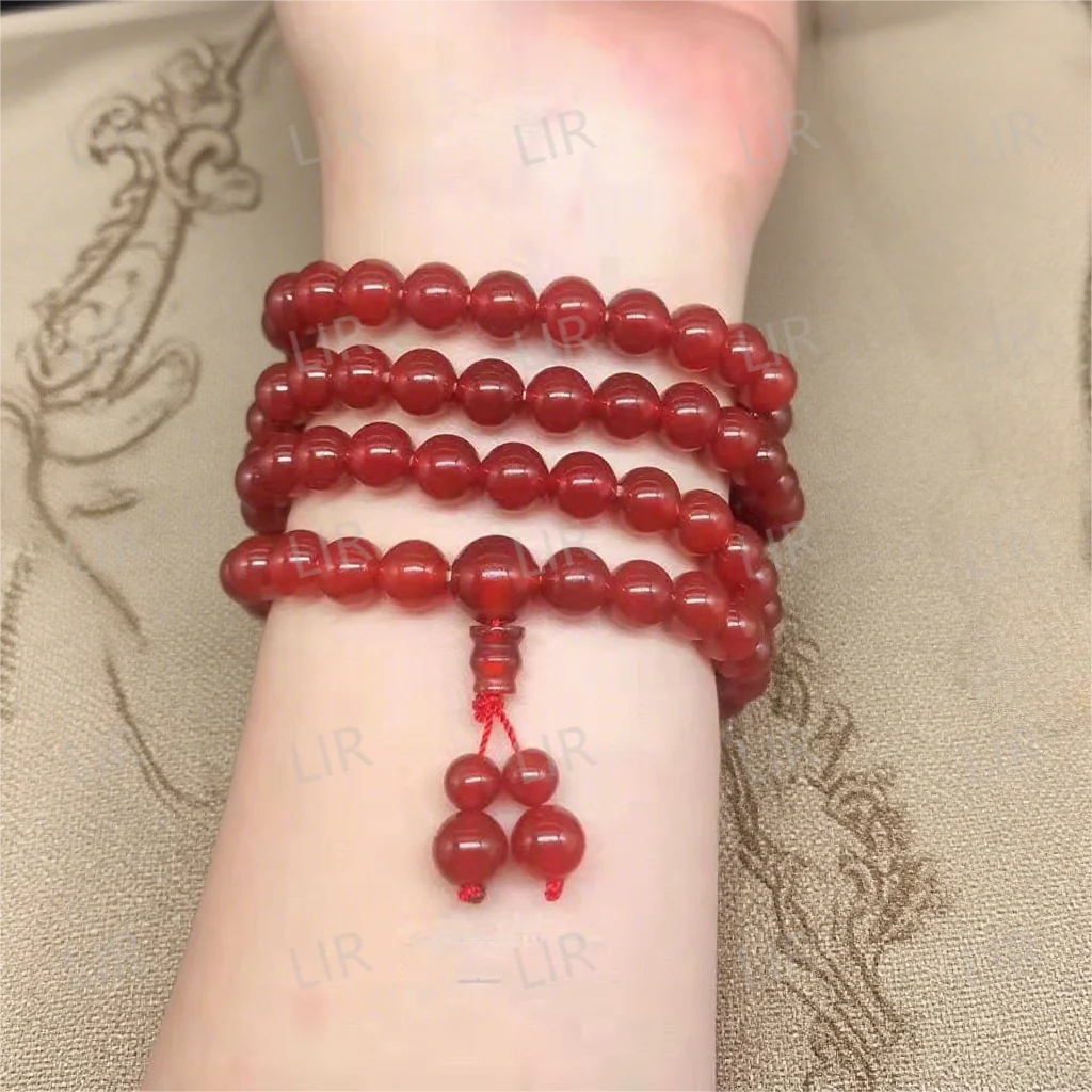 LIR A-Grade Red Agate 108 Beads 8mm Bracelet | Multi-Wear | Feng Shui | Unisex | Gift Box | Free Shipping