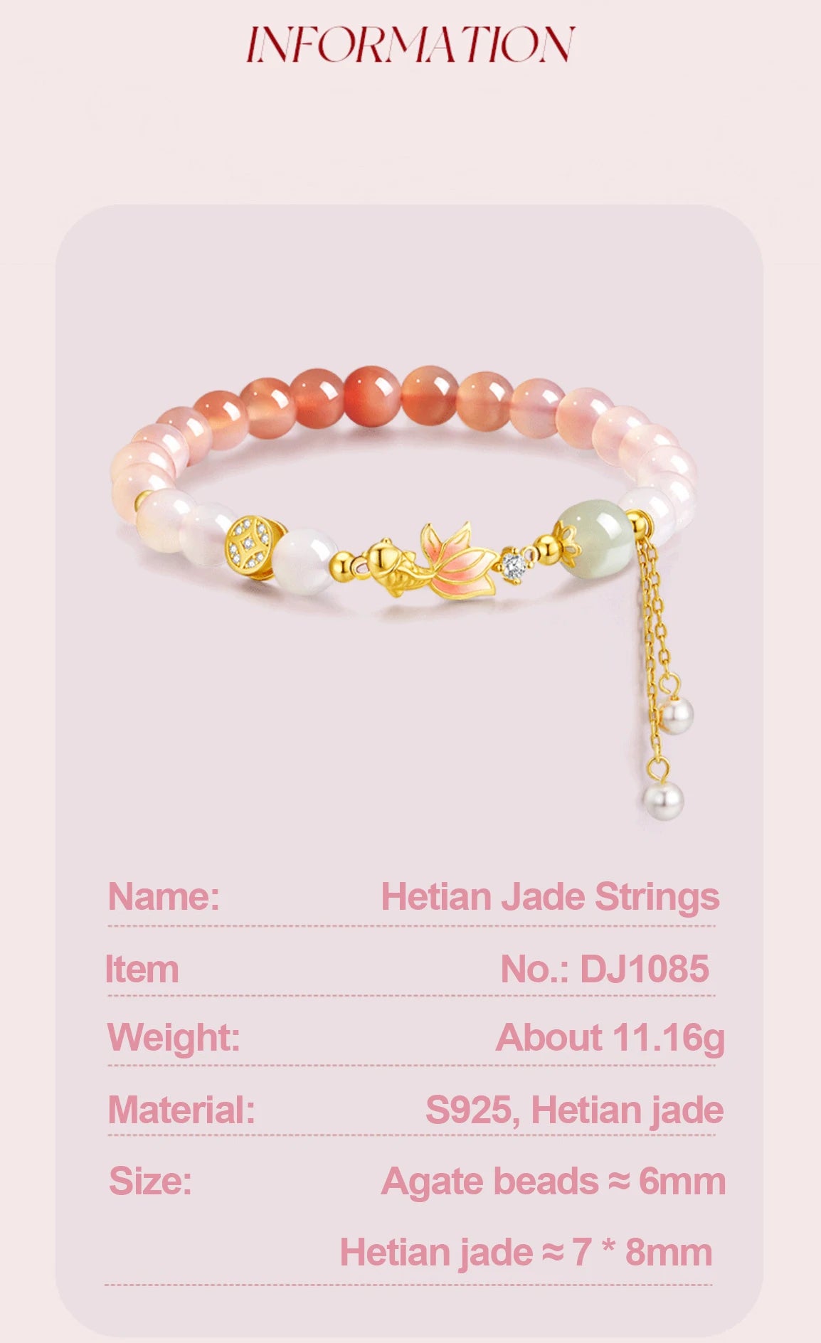 Brocaded Carp Multi-Treasure Hetian Jade & Agate Bracelet