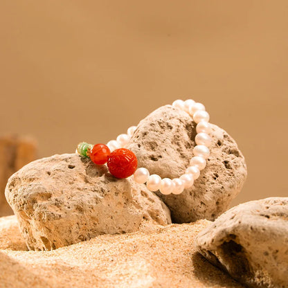 White Natural Freshwater Pearl Strand Bracelet｜Feng Shui Elegance