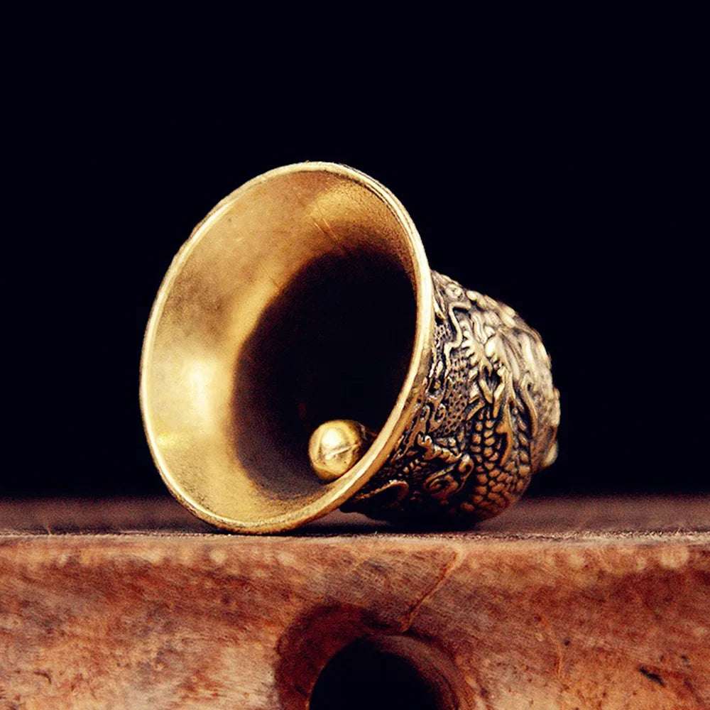 复古黄铜龙纹风水铃挂饰｜小巧镇煞纳福桌面门挂摆件