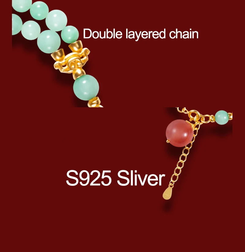 Double-Loop Hetian Jade Bracelet — S925 18K Gold Plated Nanhong 5mm