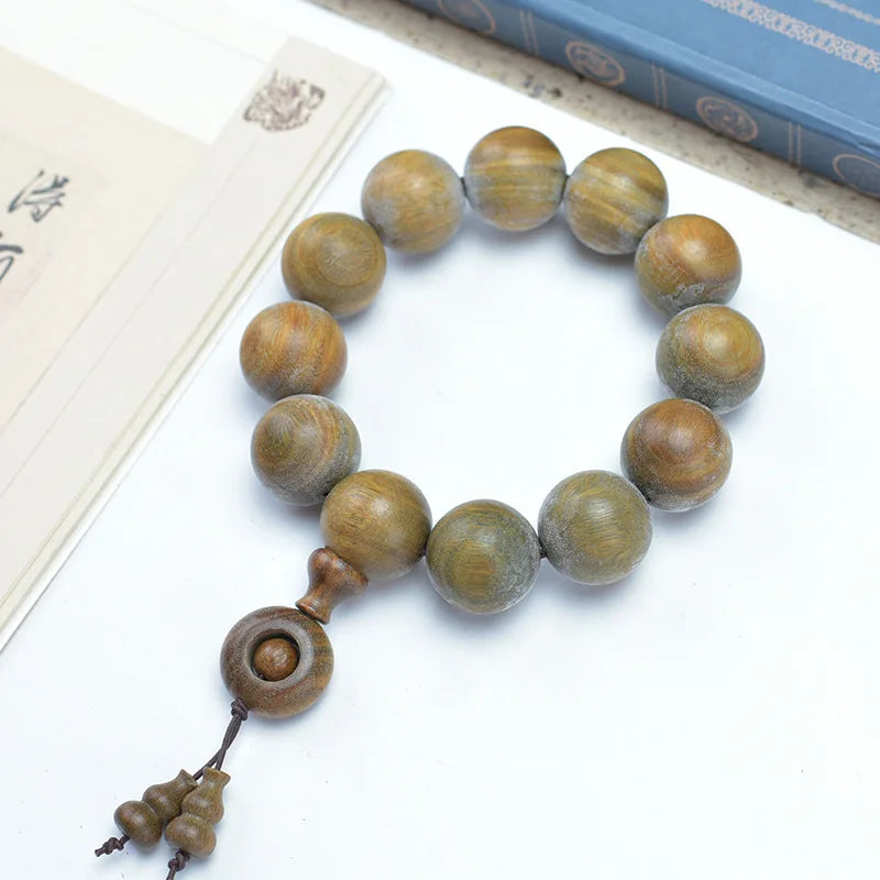 Green Buddha Sandalwood Bracelet — Ethnic Feng Shui Charm