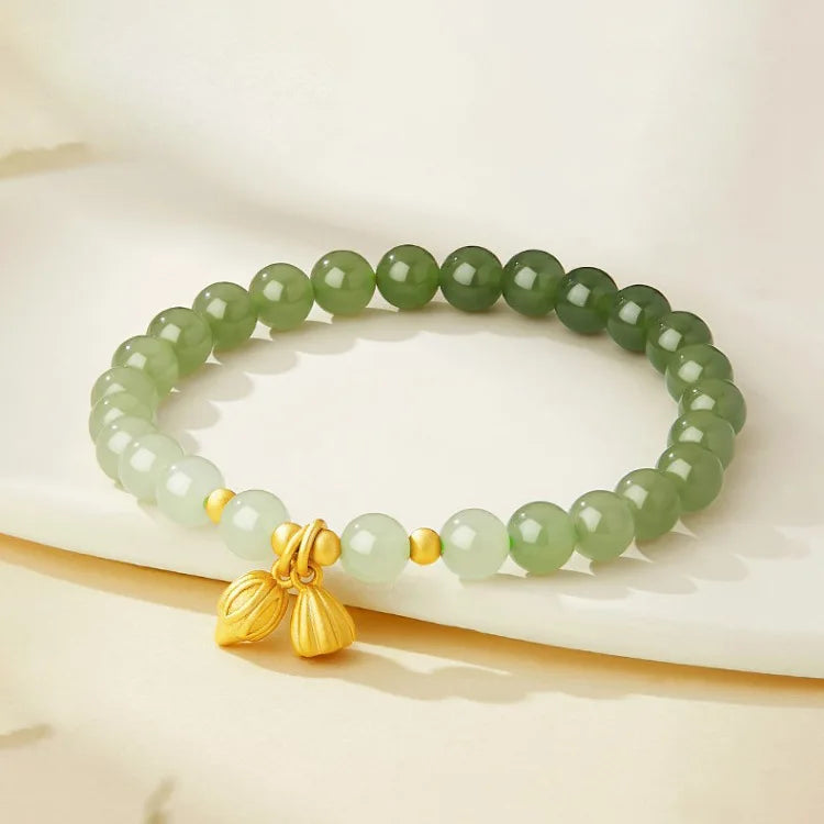 Handmade S925 Enamel Round-Bead Bracelet — Mystic Lucky Charm for Women
