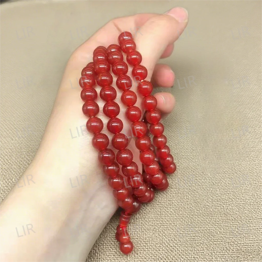 LIR A-Grade Red Agate 108 Beads 8mm Bracelet | Multi-Wear | Feng Shui | Unisex | Gift Box | Free Shipping