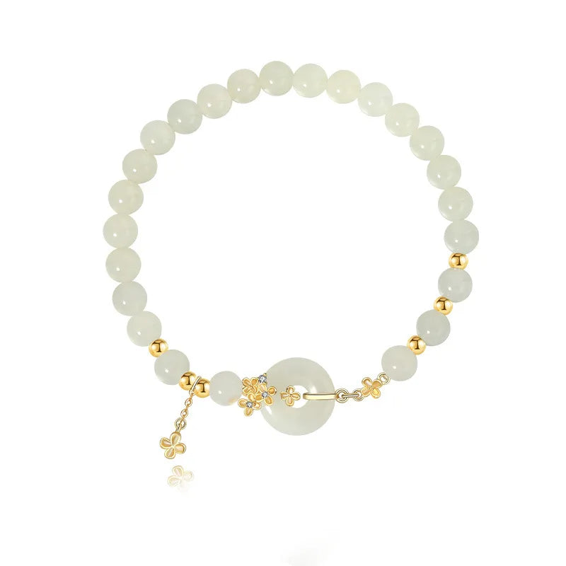 Hetian Jade Osmanthus Tassel Necklace｜Chinese Collarbone Chain