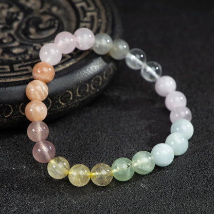 Natural Moonstone 8mm Multicolor Strand Bracelet - Certified