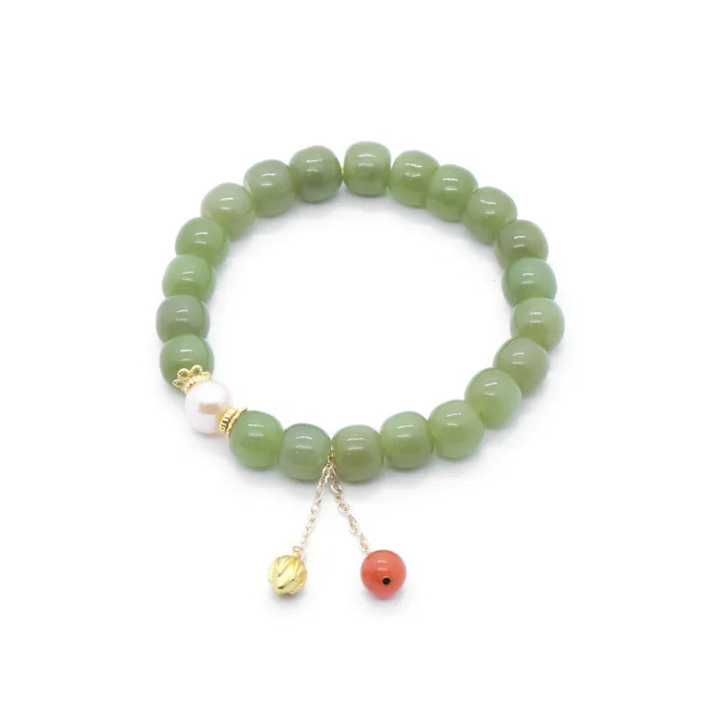 Natural Hetian Jade Buckle Bracelet — Amulet Blessing Jewelry
