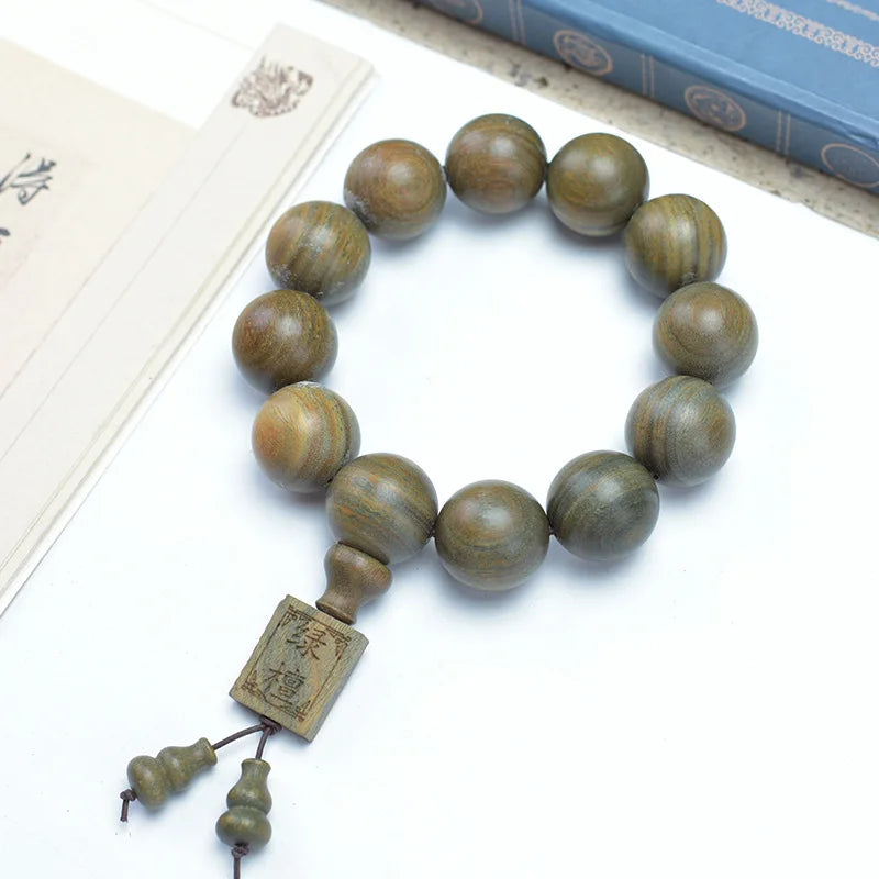 Green Buddha Sandalwood Bracelet — Ethnic Feng Shui Charm