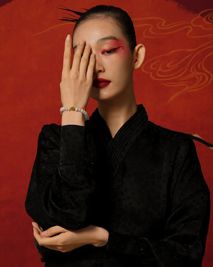 Emerald Rhodochrosite Bead Bracelet with S925 Agate