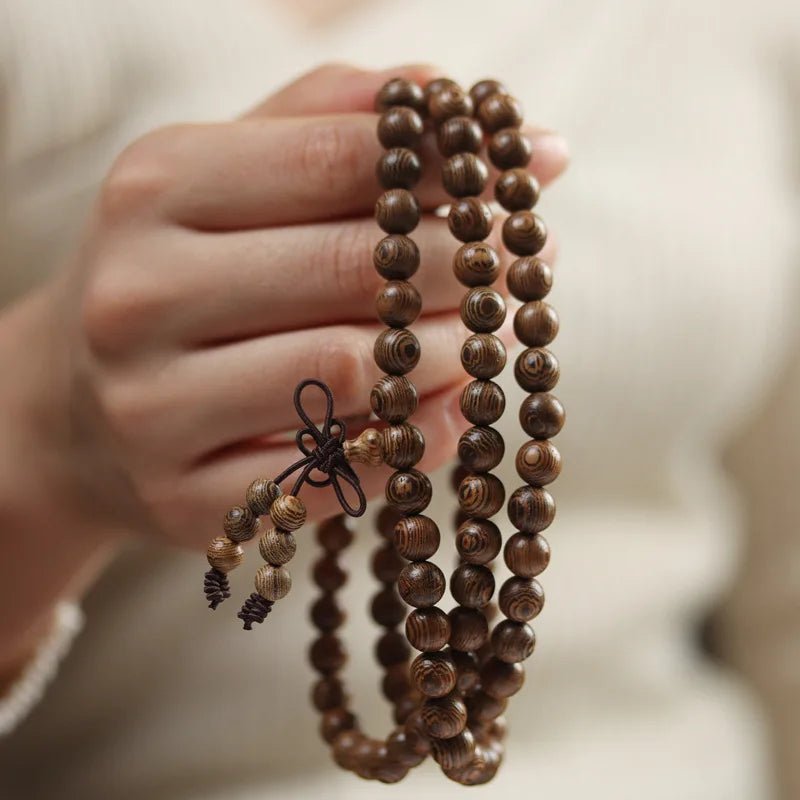Old Seasoned Chicken Wing Wooden Buddha Prayer Beads Pieces Wind Men And Women Bracelet Holding Gift  Wooden jewelry