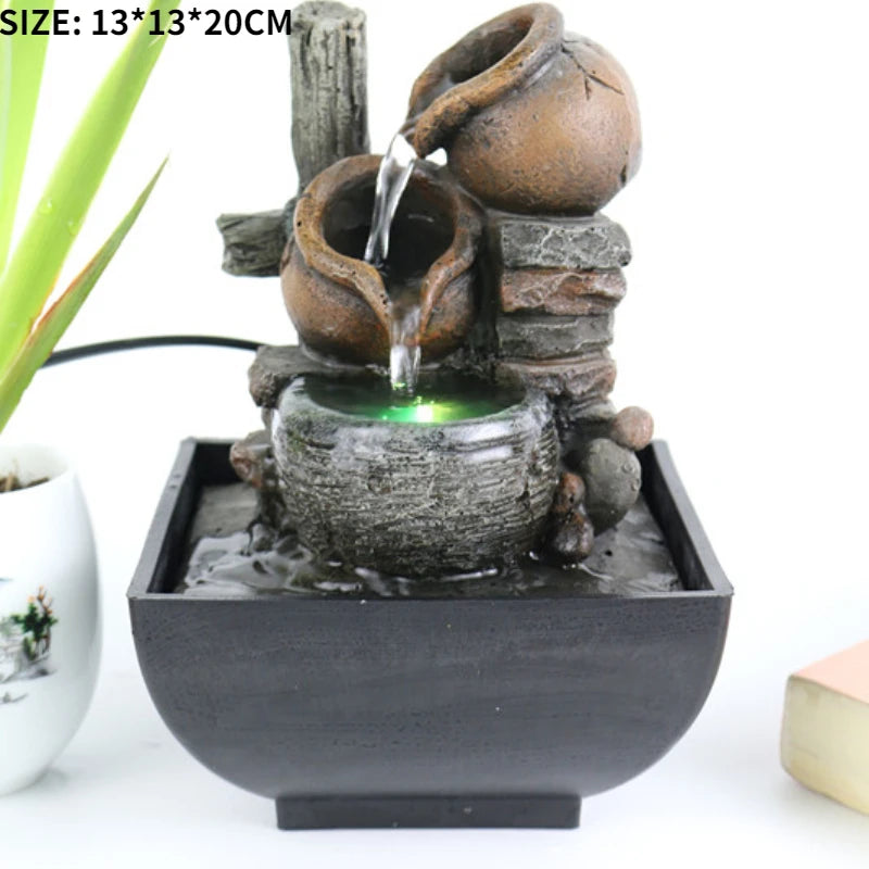 三层桌面流水摆件｜禅意风水静心LED假山喷泉 家居装饰