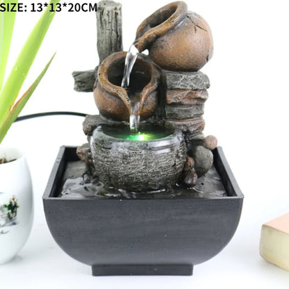 三层桌面流水摆件｜禅意风水静心LED假山喷泉 家居装饰