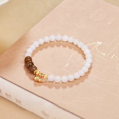 White Hotan Jade Adjustable Bracelet — Luxury Feng Shui Beads