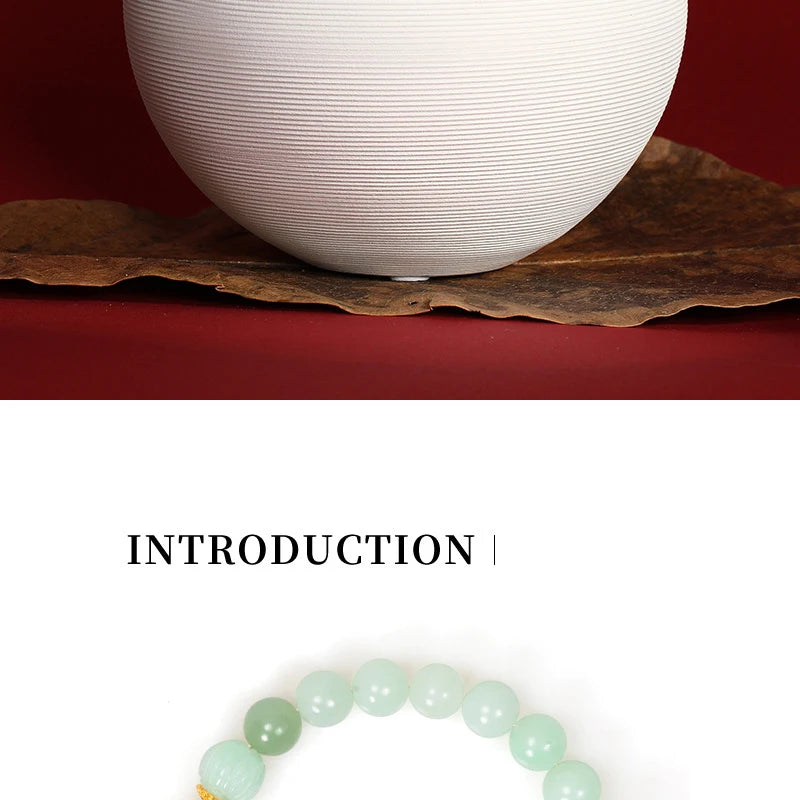 Natural Jadeite Beaded Bracelet | Vintage Ethnic Cord Pendant