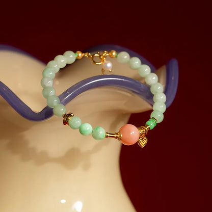 Myanmar Jade 7mm Pink Gold-Plated Bracelet – Feng Shui Charm