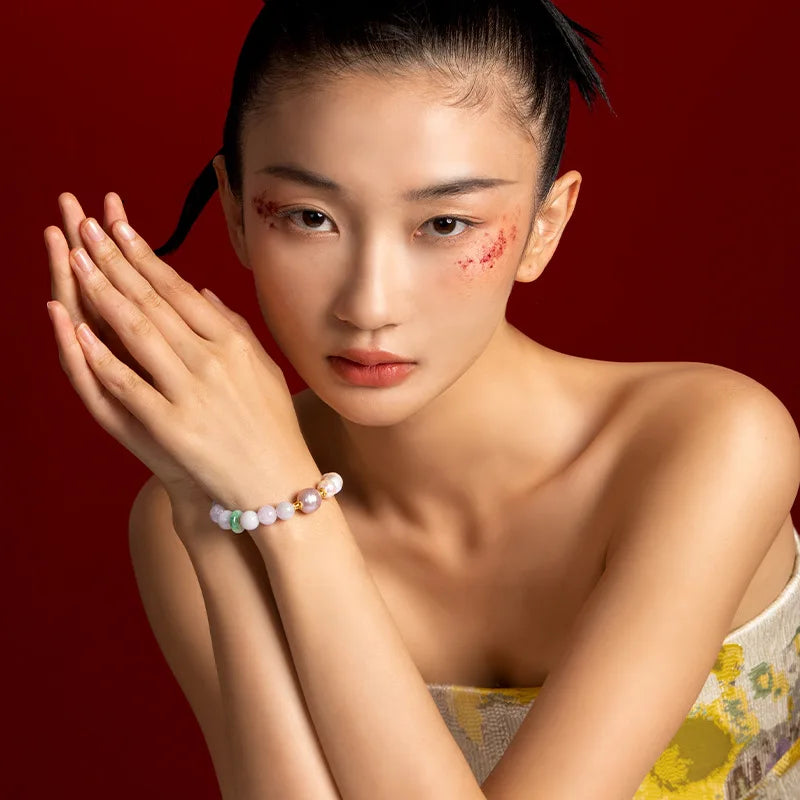 Myanmar Jadeite & Pearl 18K Gold Beaded Bracelet