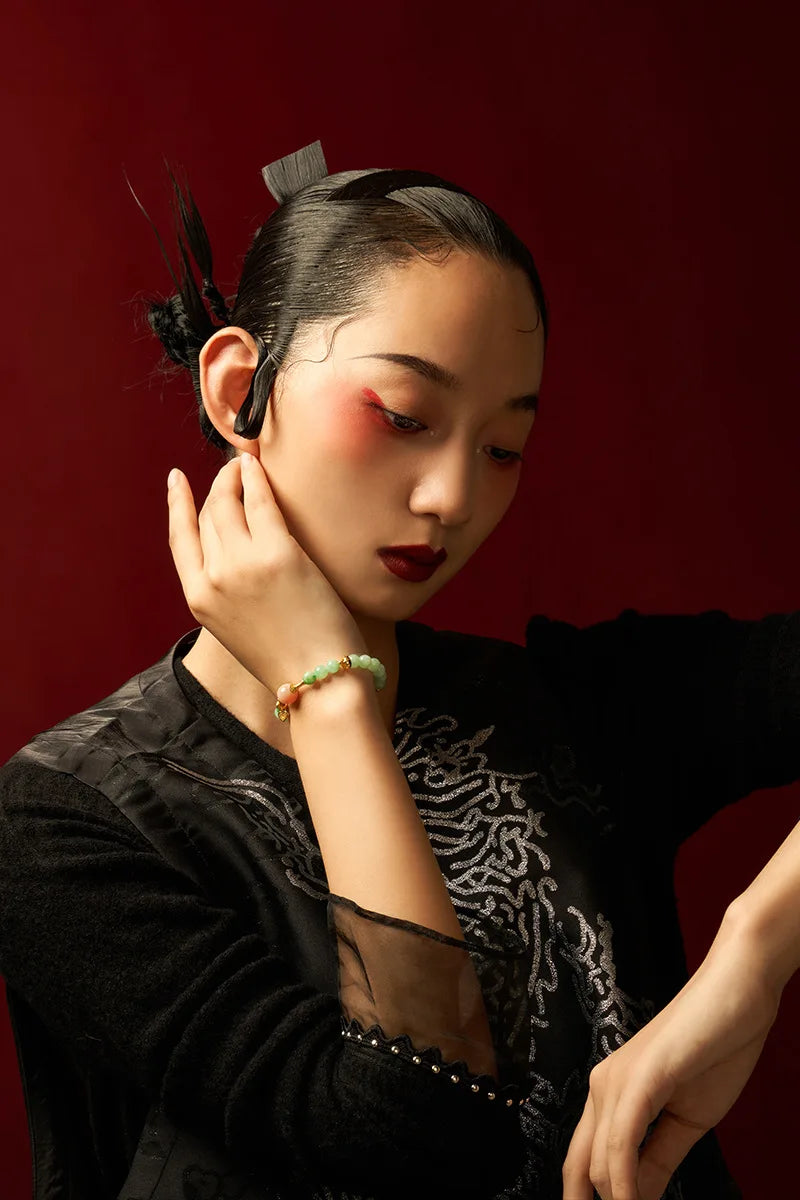 Myanmar Jade 7mm Pink Gold-Plated Bracelet – Feng Shui Charm