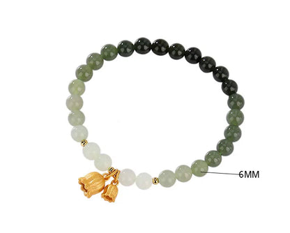 Blue Hotan Jade Gradient Bead Bracelet｜S925 Gold-Plated Elegance