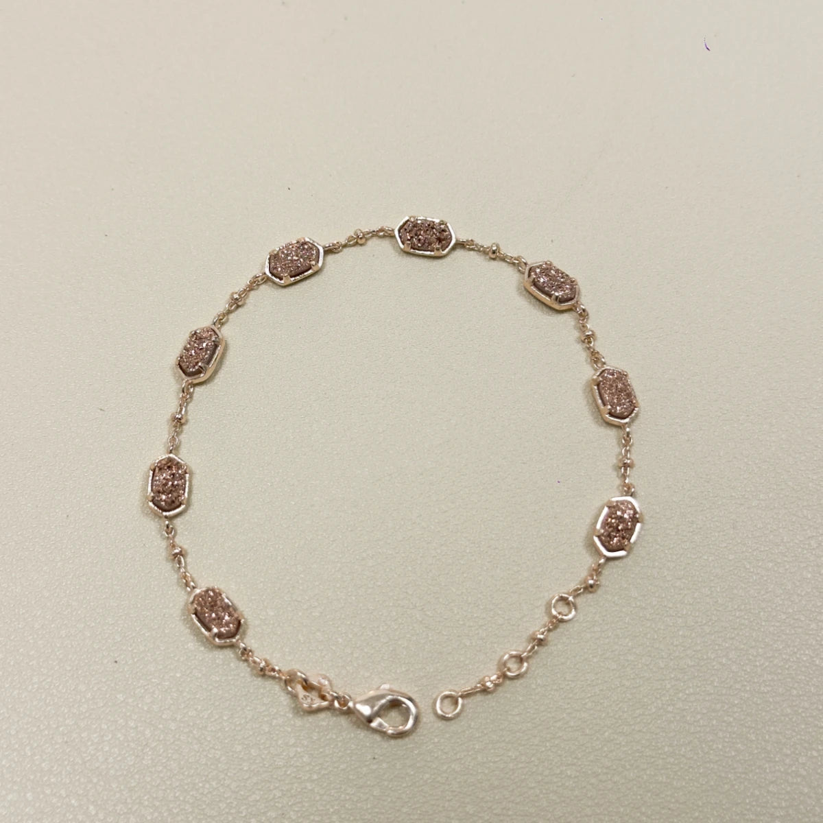 Natural Drusy Crystal Link Bracelet — Healing Gift