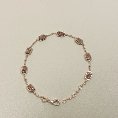 Natural Drusy Crystal Link Bracelet — Healing Gift