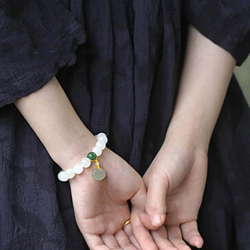 Hetian White Jade Buddha Adjustable Bracelet｜Elegant Friendship Gift