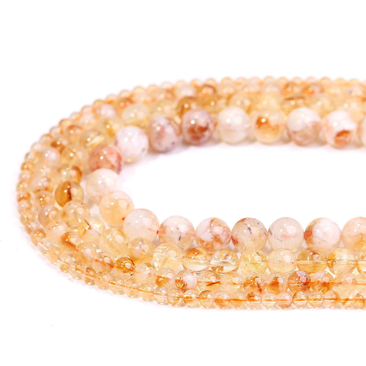 天然黄水晶圆珠手串/串珠｜4/6/8/10mm 开运能量水晶DIY