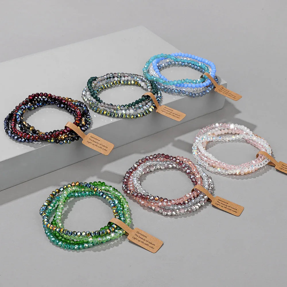 3x4mm Faceted Crystal Beads Bracelet Set｜Colorful Couple Beads