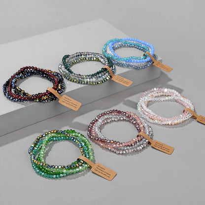 3x4mm Faceted Crystal Beads Bracelet Set｜Colorful Couple Beads