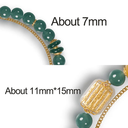 Chicken-Oil Yellow Amber Bracelet with Blue Jade Leaf Inlay