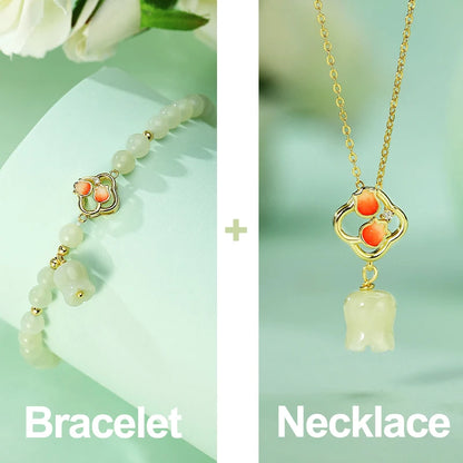 Hetian Jade Green Blossom Bracelet | 925 Silver Link