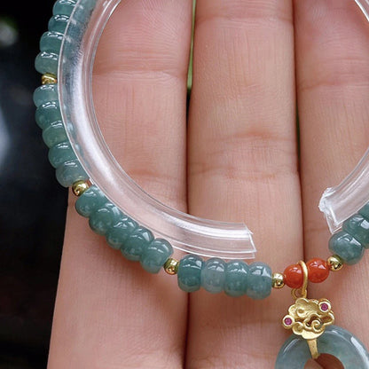 Hetian Jade Peace Button Bracelet — Feminine Lucky Pendant
