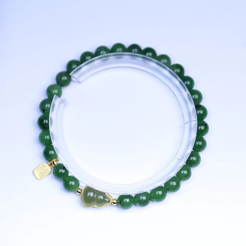 Lucky Jade Antique Gong Bell Bracelet — Boho Feng Shui Charm