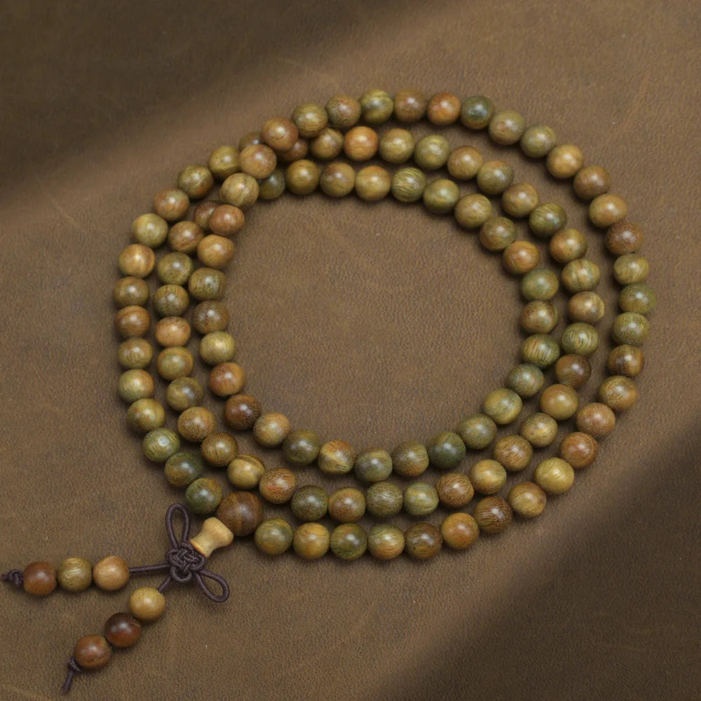 Green Buddha Sandalwood Bracelet — Ethnic Feng Shui Charm