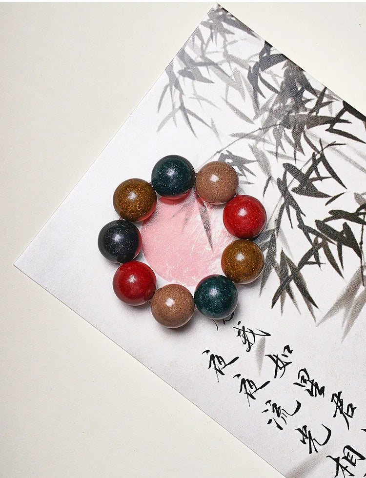 Harmony Elements 17-Bead Five-Directions Herbal Wood Buddha Bracelet