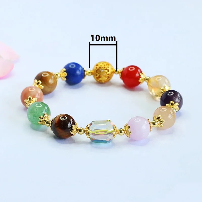Multicolor Tiger Eye Crystal Bracelet — 10mm Lucky Strand