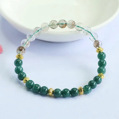 White & Blue A-Type Jade 6mm Bead Bracelet — Wealth Talisman