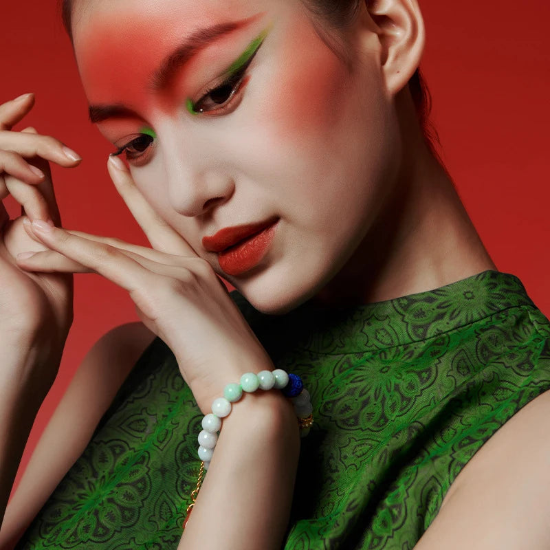 Natural Jadeite Agate Lapis Lazuli Beaded Bracelet for Women