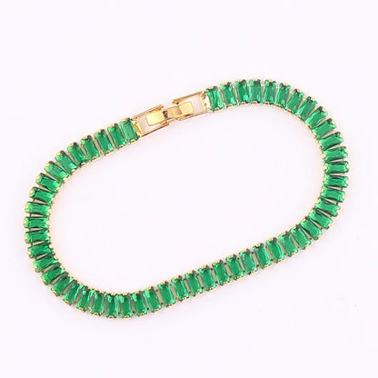 绿魅CZ微镶网球手链｜18K金电镀可调幸运护身手链