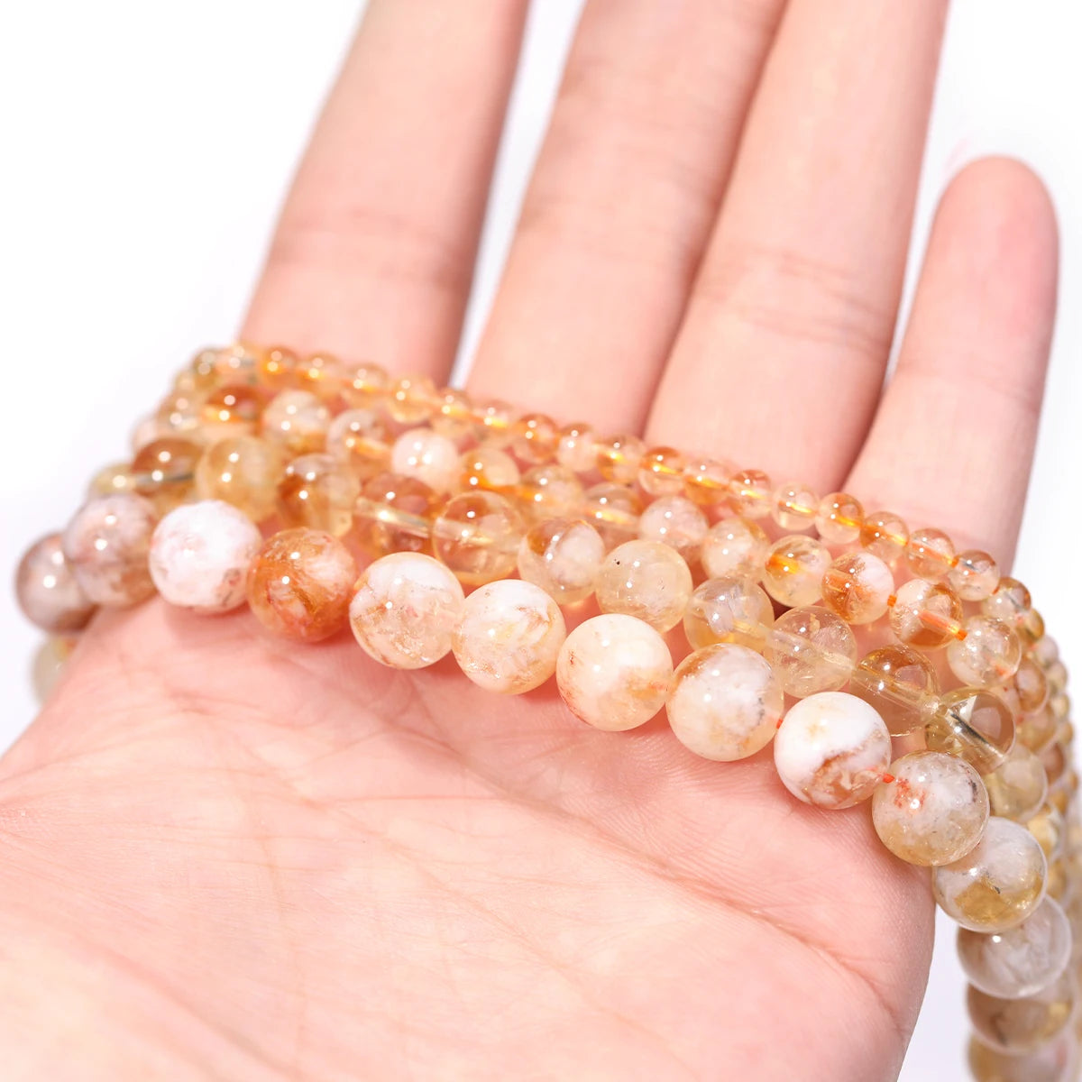 天然黄水晶圆珠手串/串珠｜4/6/8/10mm 开运能量水晶DIY