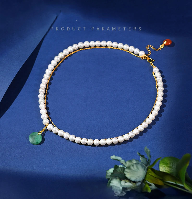 Freshwater Pearl Double-Circle Choker Pendant Premium