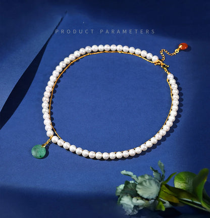 Freshwater Pearl Double-Circle Choker Pendant Premium