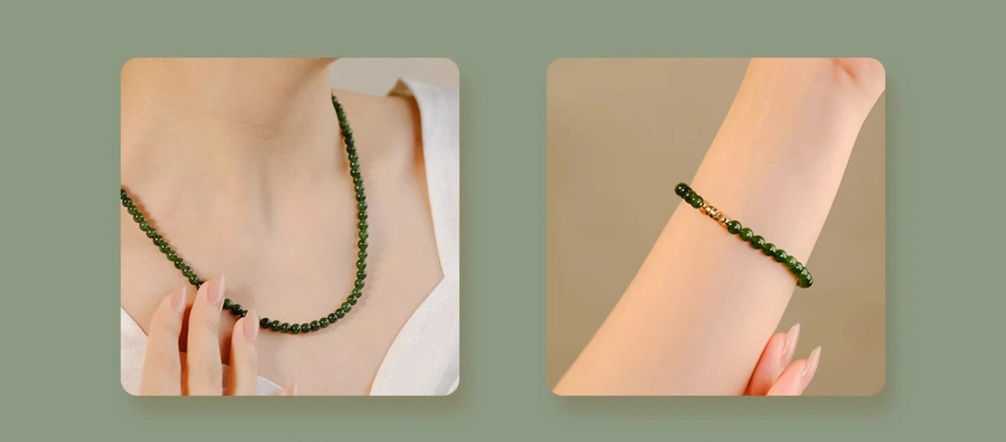 Hotan Jade Green Jasper Bracelet Jade Hand String Onyx Bracelet 925 Sterling Silver Fashion Jewelry for Women Gift Wholesale