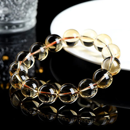 Natural Citrine 10-12mm Beaded Bracelet — Unisex Handmade