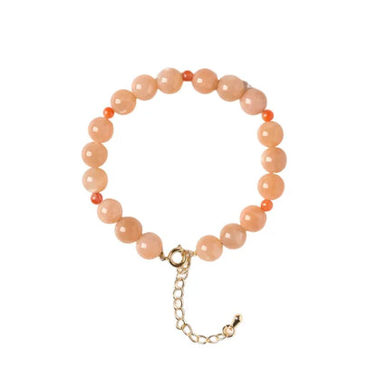 Warm Sunstone Red-Glow Beaded Collarbone Bracelet Charm