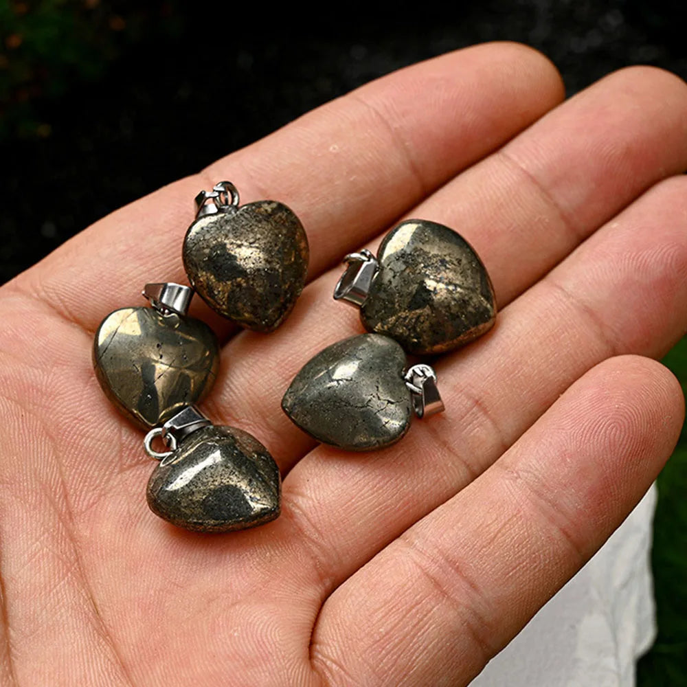 天然黄铁矿心形吊坠｜愚人金招财护主开运幸运挂件