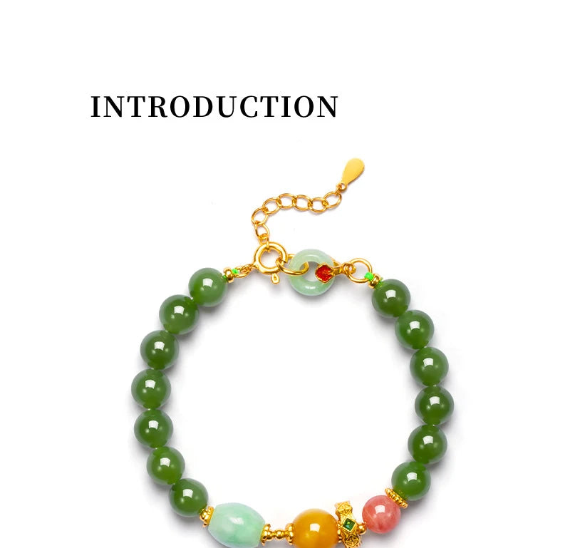 Hetian Jasper & Wax Amber Hand Chain｜Tibetan Silver Rope